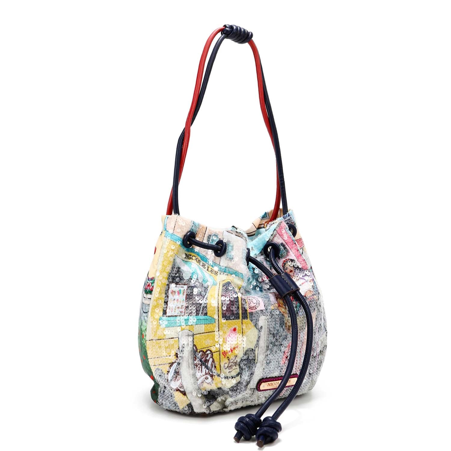 "COZY STREET IN MILAN" SEQUIN NYLON BAG