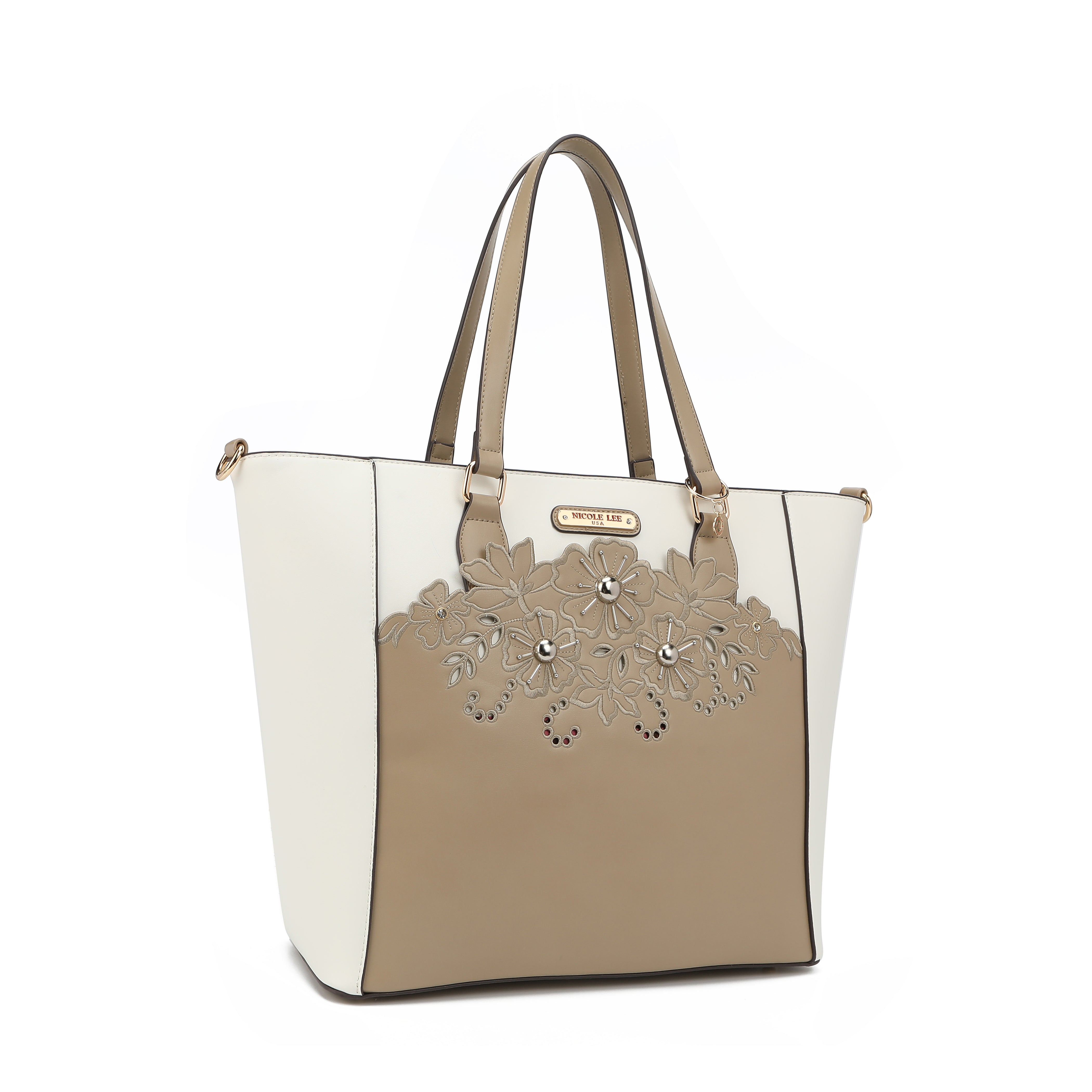 Shopper bag with floral embroidery