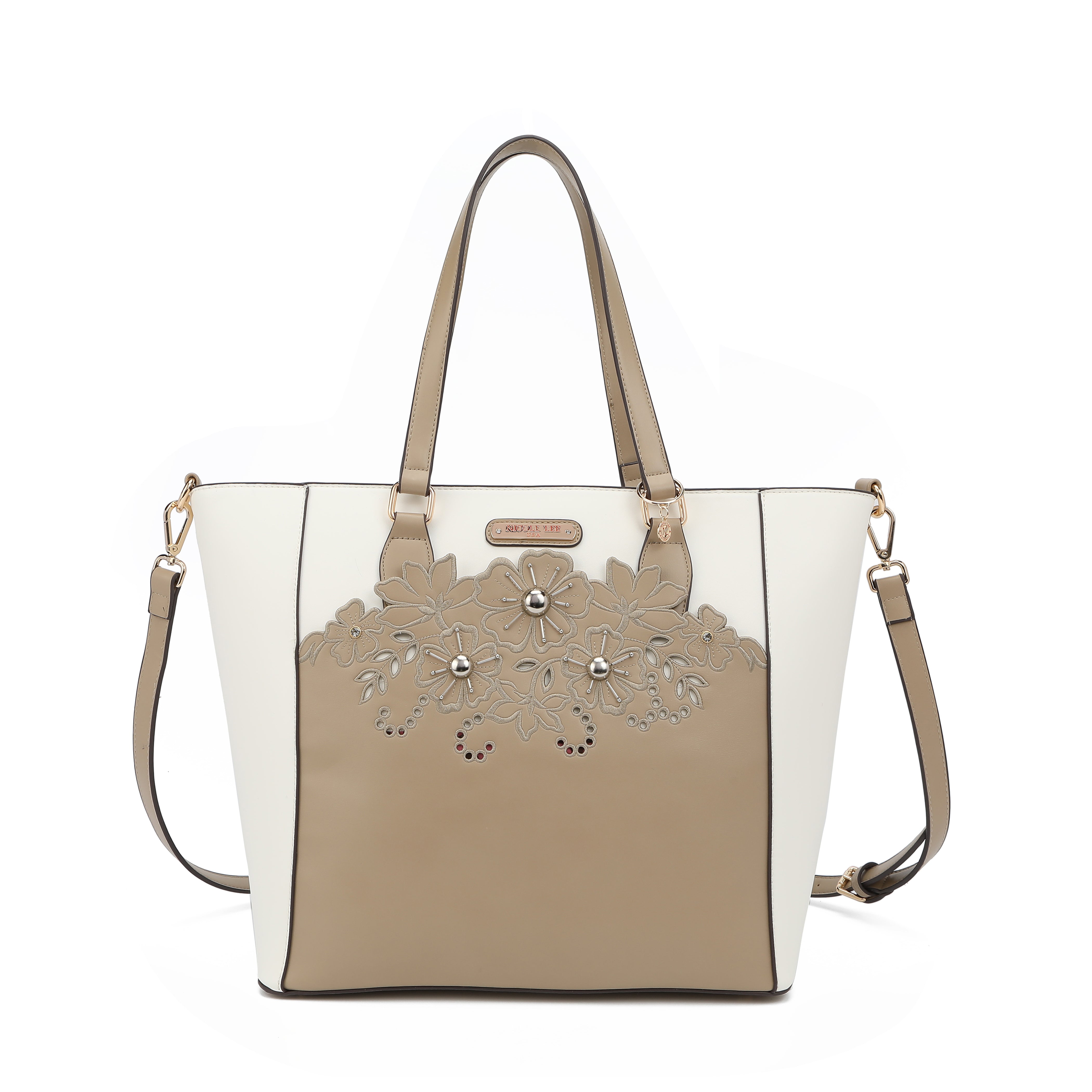 Shopper bag with floral embroidery