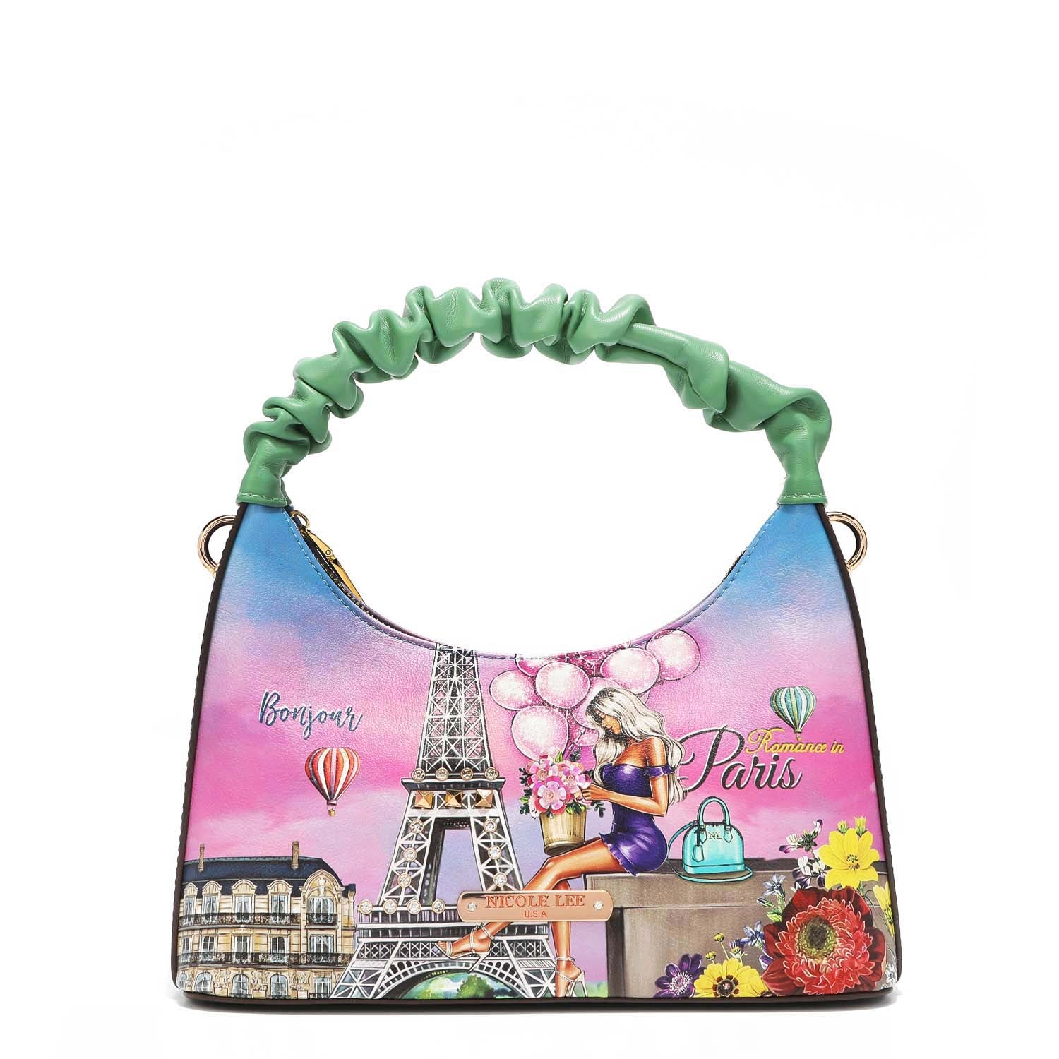 Handbag with wrinkled tape