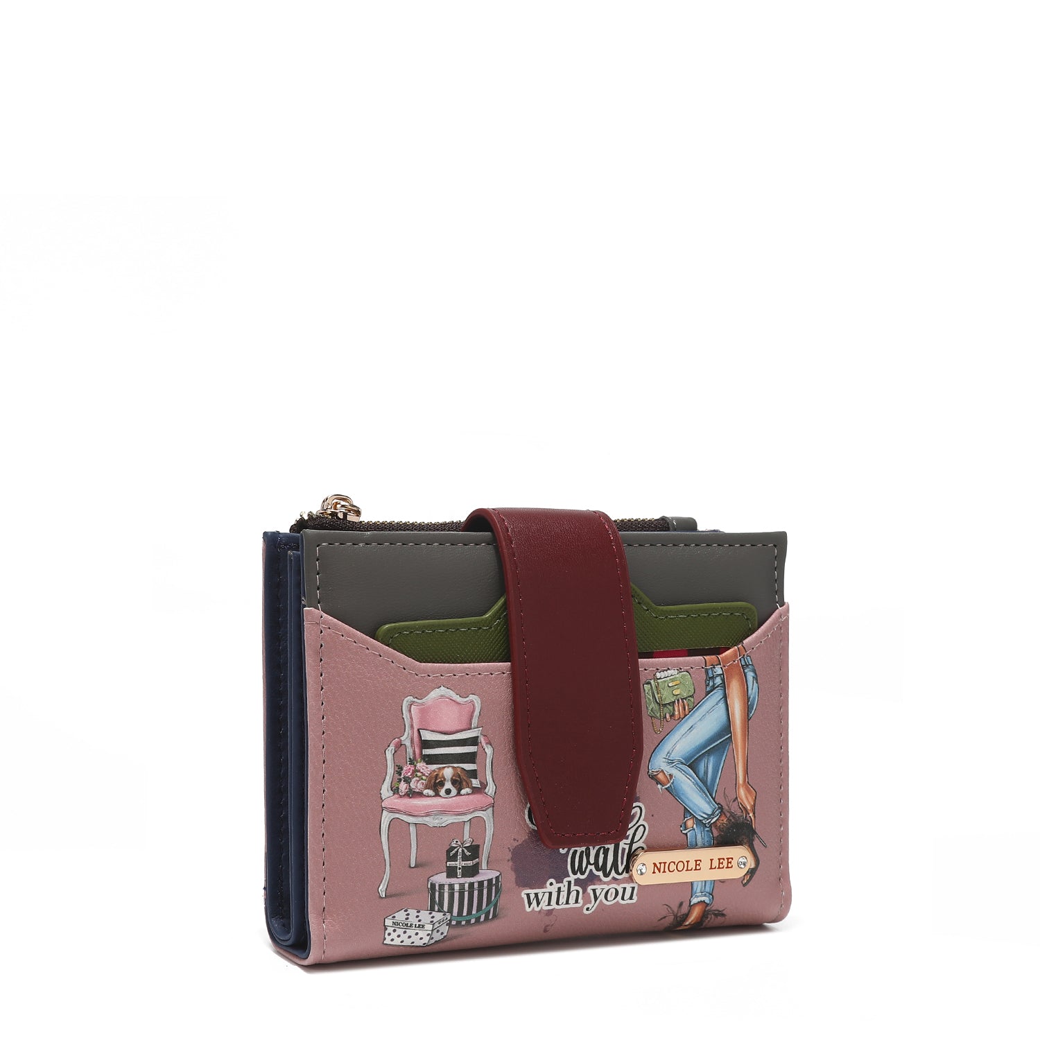 Double fashion compact portfolio with RFID block