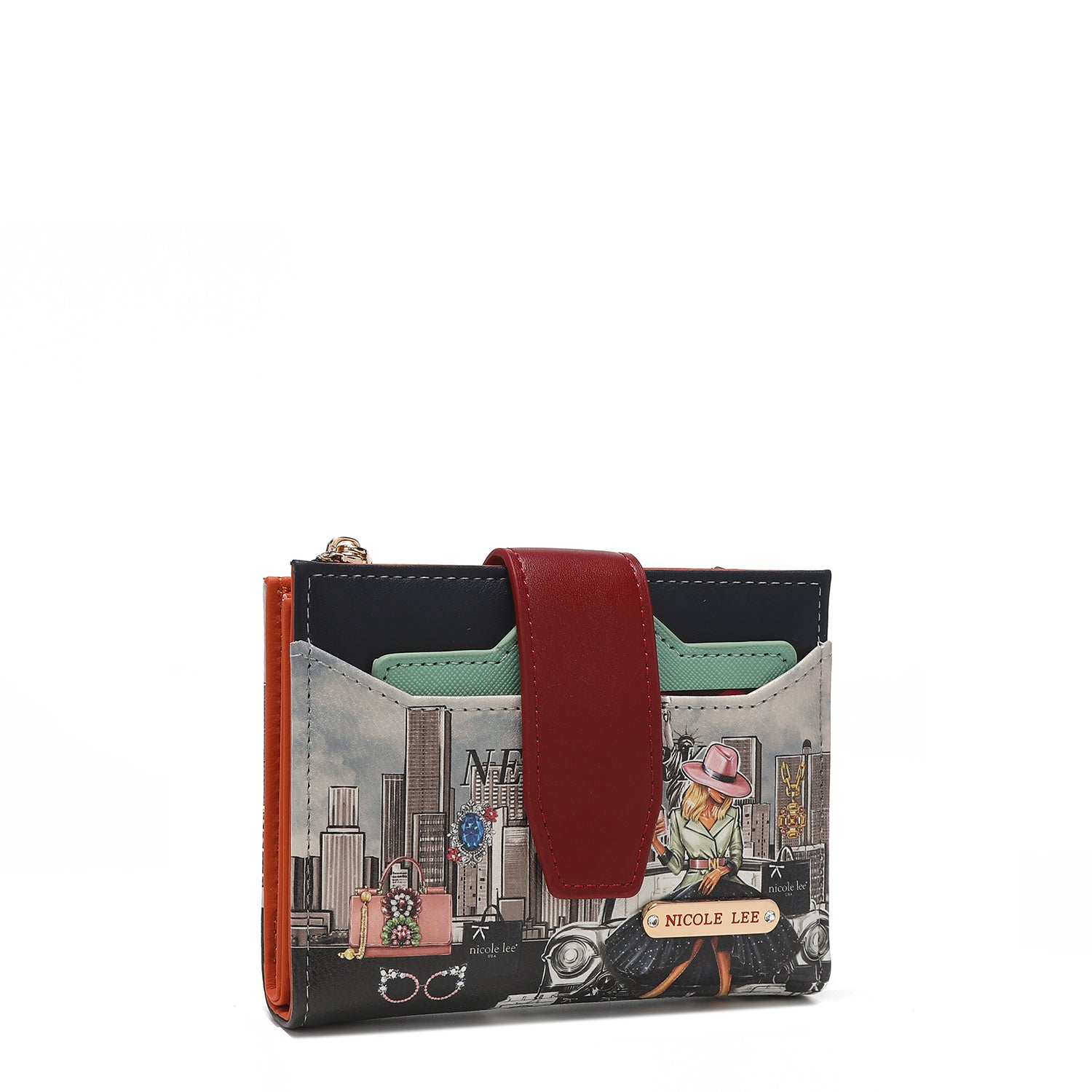 Double fashion compact portfolio with RFID block