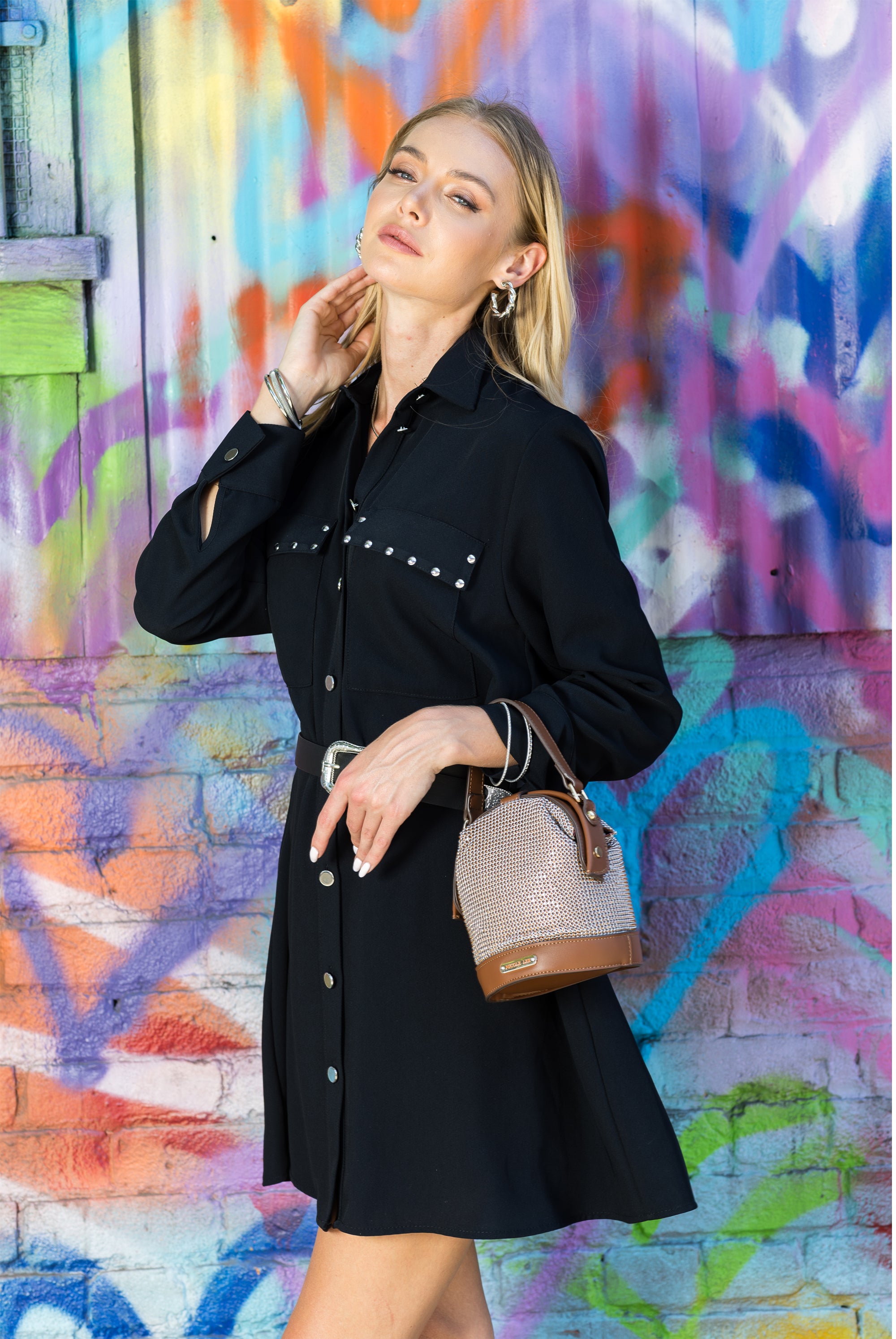 Bandolera with rhinestones "Bianca"