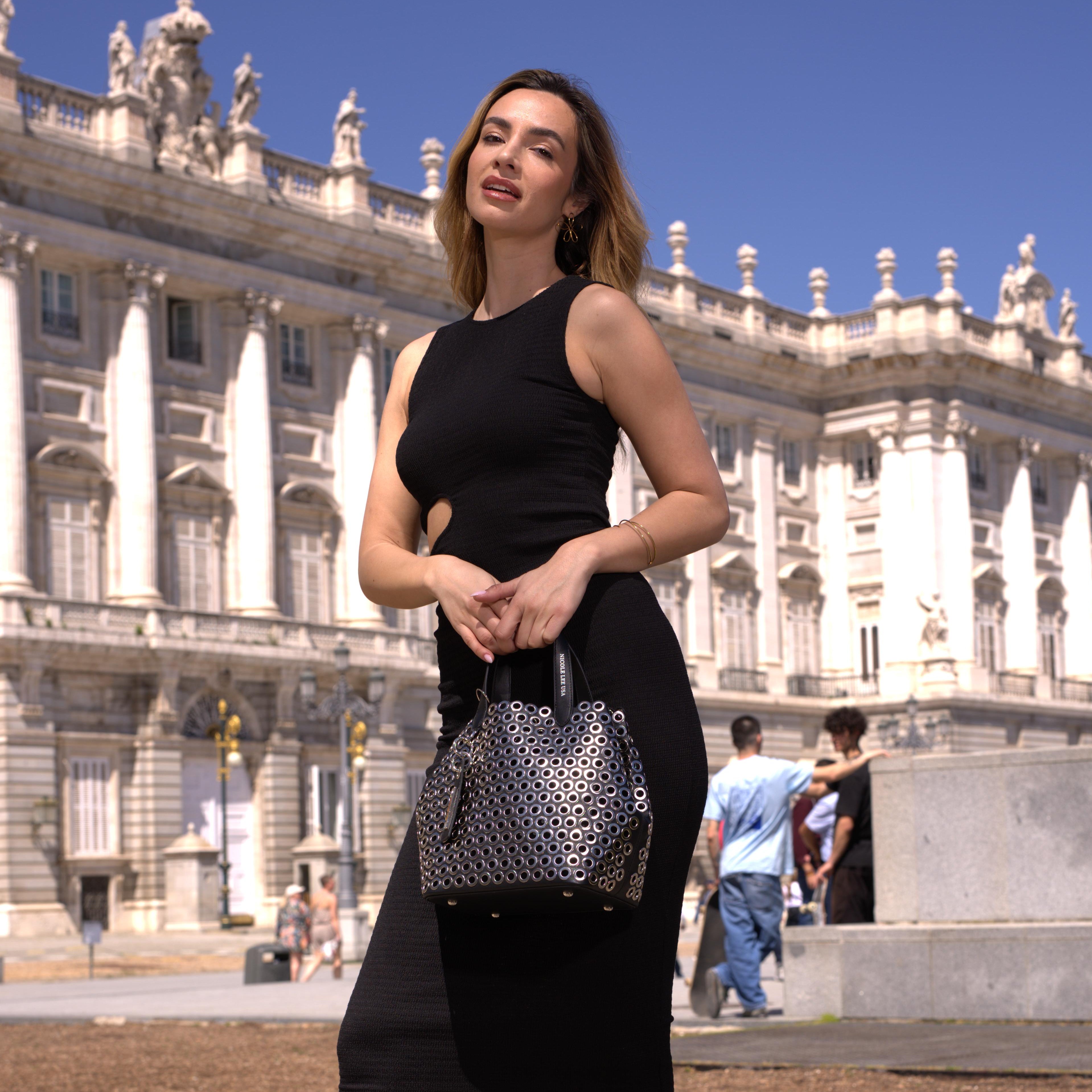 SAC CARTABLE AVEC BORD ŒILLETTES (ARGENT)