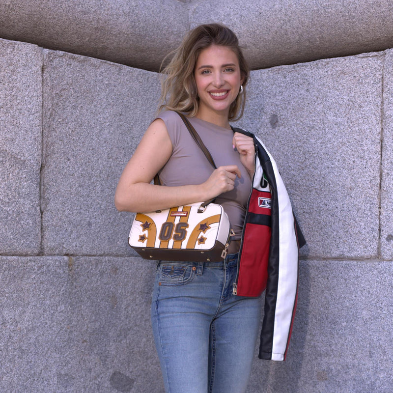 BOLSO DE HOMBRO VARSITY (BEIGE)