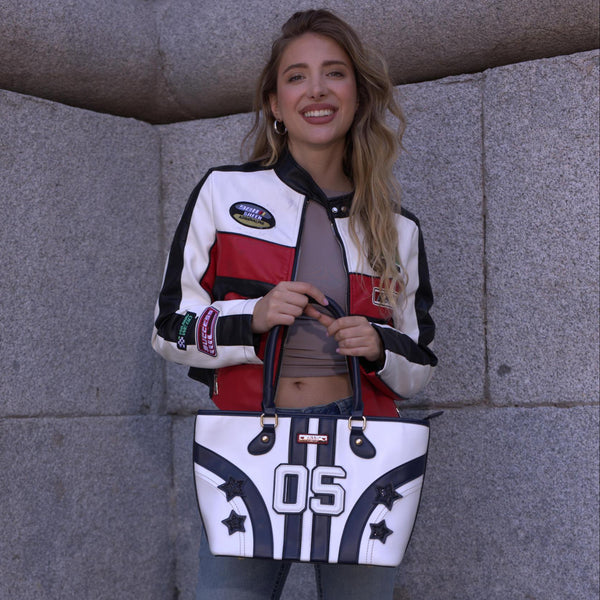 BOLSO SHOPPER VARSITY (BEIGE)