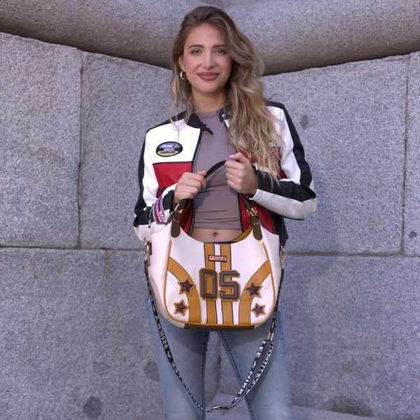 BOLSO HOBO VARSITY (BLANCO)