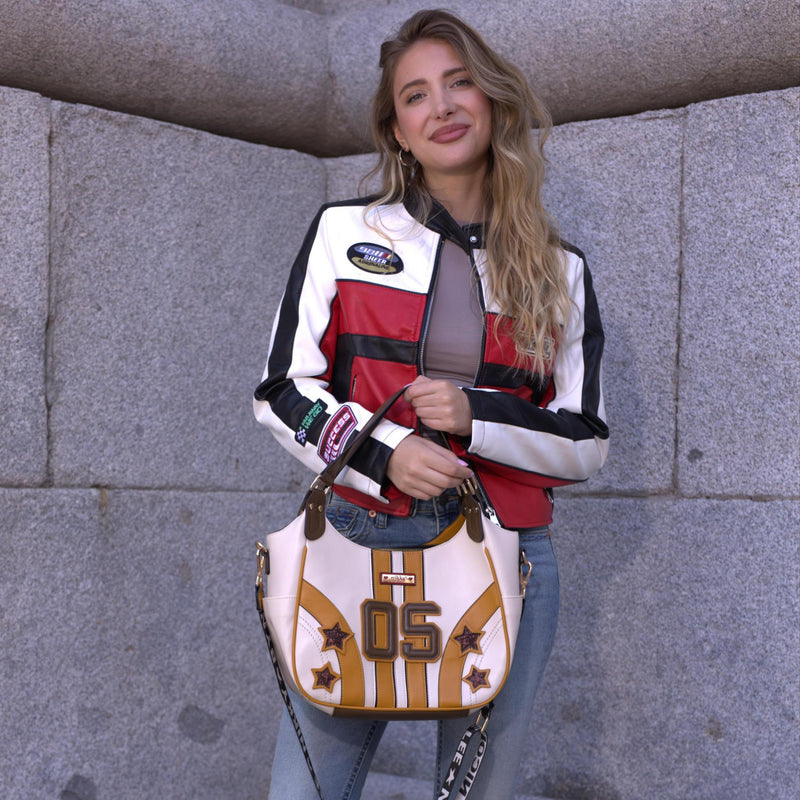 BOLSO HOBO VARSITY (BLANCO)