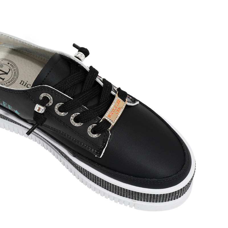 ZAPATILLA DE PIEL CON PLATAFORMA Y PEDRERÍA (SAMANTHA LA BELLEZA)