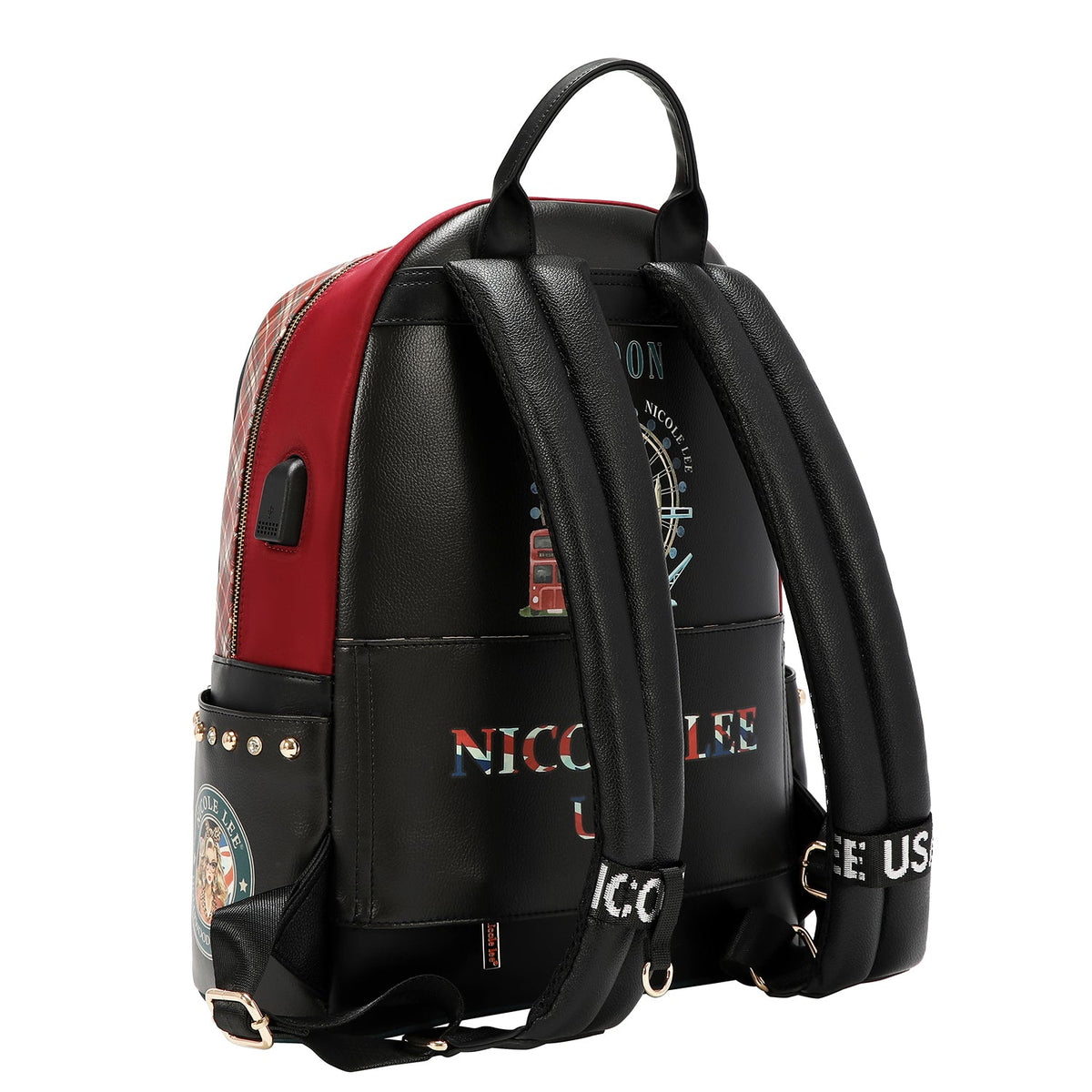 MOCHILA PARA PORTÁTIL CON PUERTO DE CARGA USB (LONDON EYE-NEGRO)