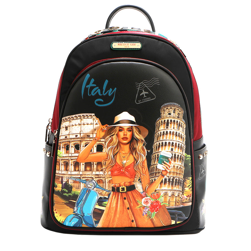 LAPTOP BACKPACK WITH USB CHARGING PORT (<tc>MARTHA TRAVELS ITALY</tc>)