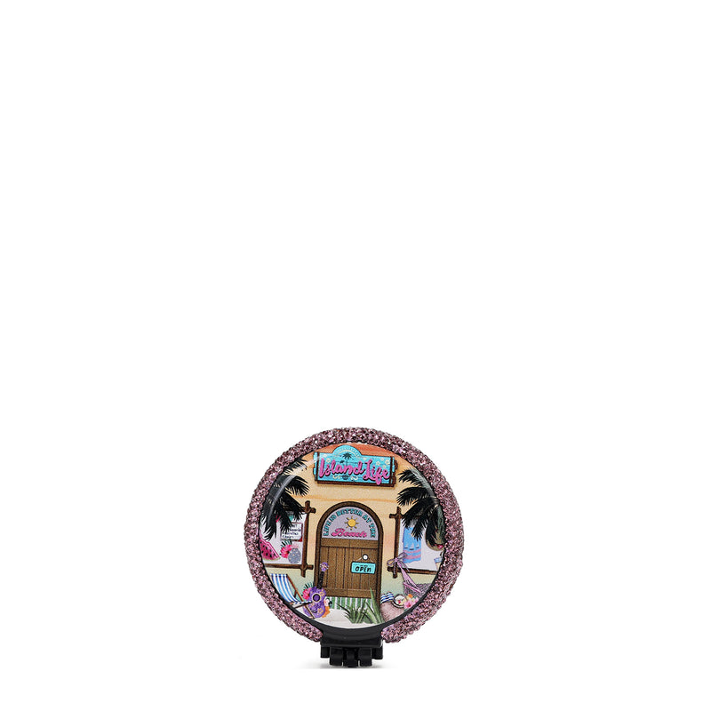 COMPACT MIRROR WITH BRUSH AND RHINESTONE (<tc>SUN & SAND</tc>)