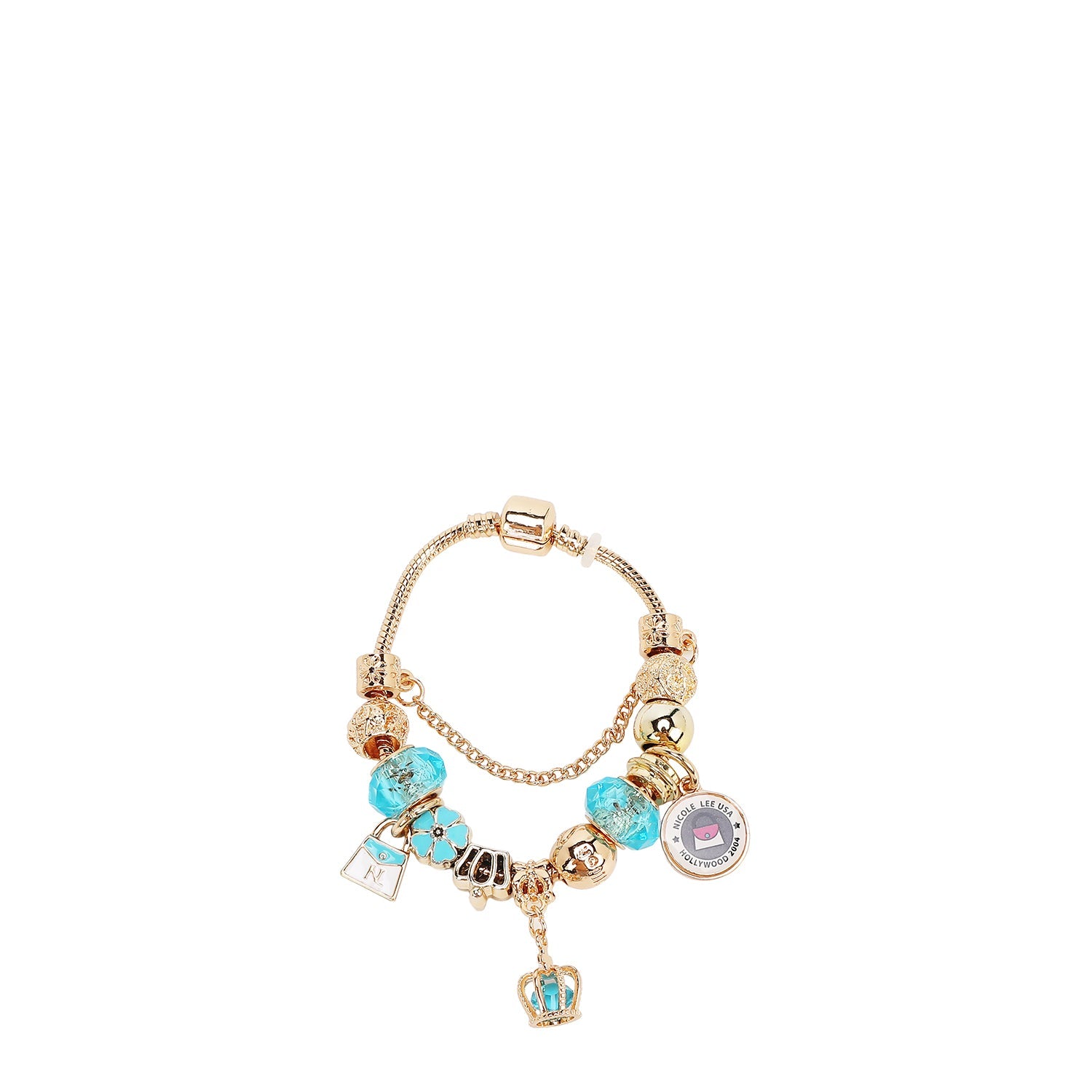 PULSERA CON DIJES (AZUL DORADO)