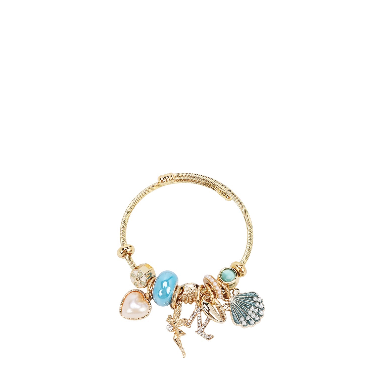 PULSERA CON DIJES DE OCEANO ROMANTICO  (AZUL)