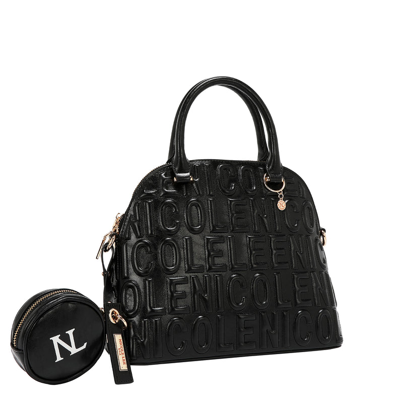 BOLSA CON CÚPULA CON LOGOTIPO EN RELIEVE (NEGRO)