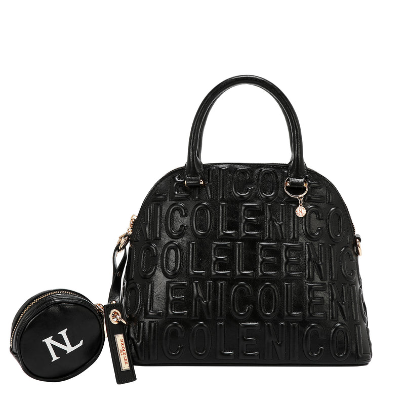 BOLSA CON CÚPULA CON LOGOTIPO EN RELIEVE (NEGRO)