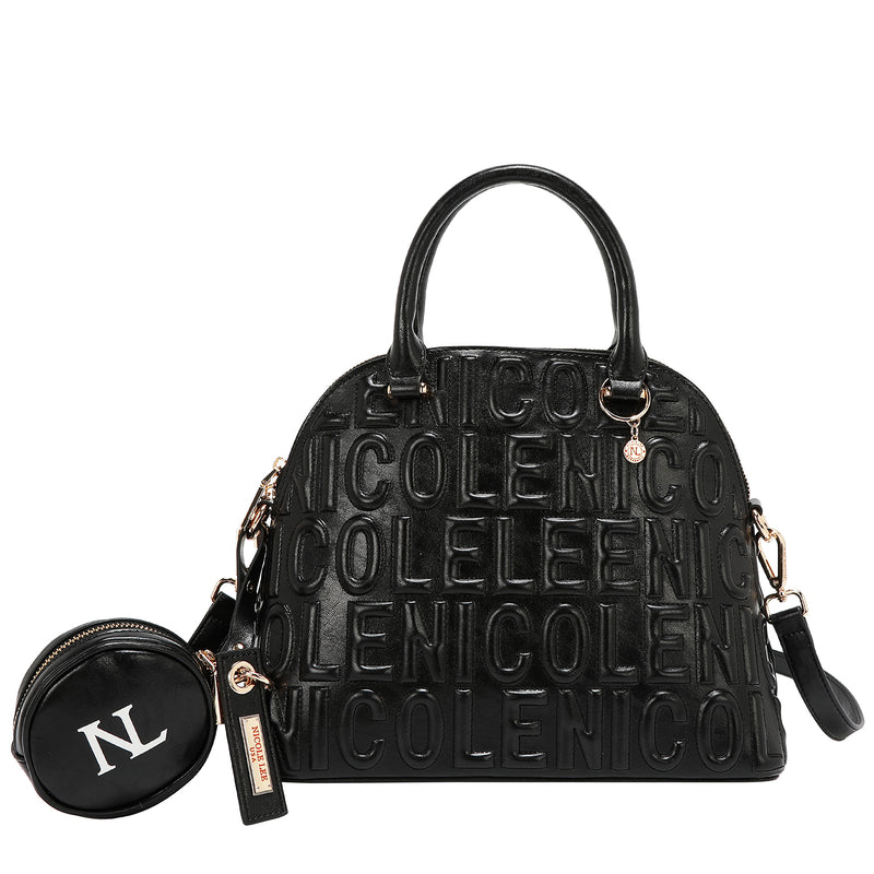 BOLSA CON CÚPULA CON LOGOTIPO EN RELIEVE (NEGRO)