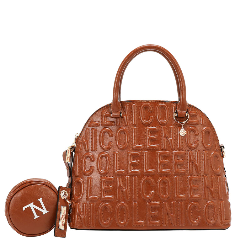 BOLSA CON CÚPULA CON LOGOTIPO EN RELIEVE (MARRON)