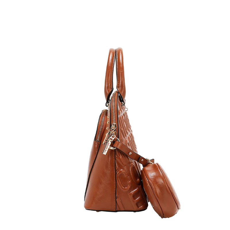 BOLSA CON CÚPULA CON LOGOTIPO EN RELIEVE (MARRON)
