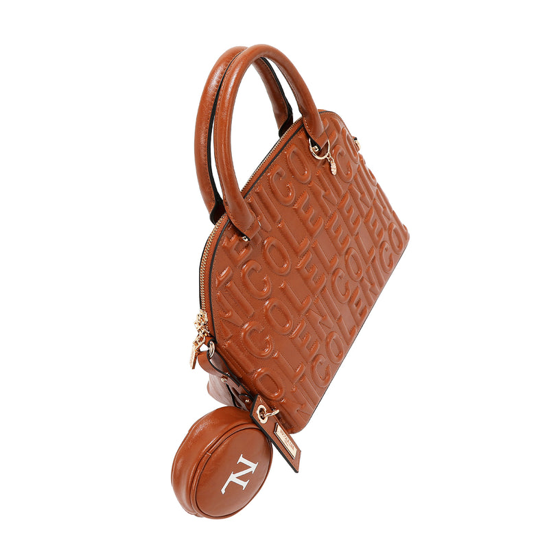 BOLSA CON CÚPULA CON LOGOTIPO EN RELIEVE (MARRON)