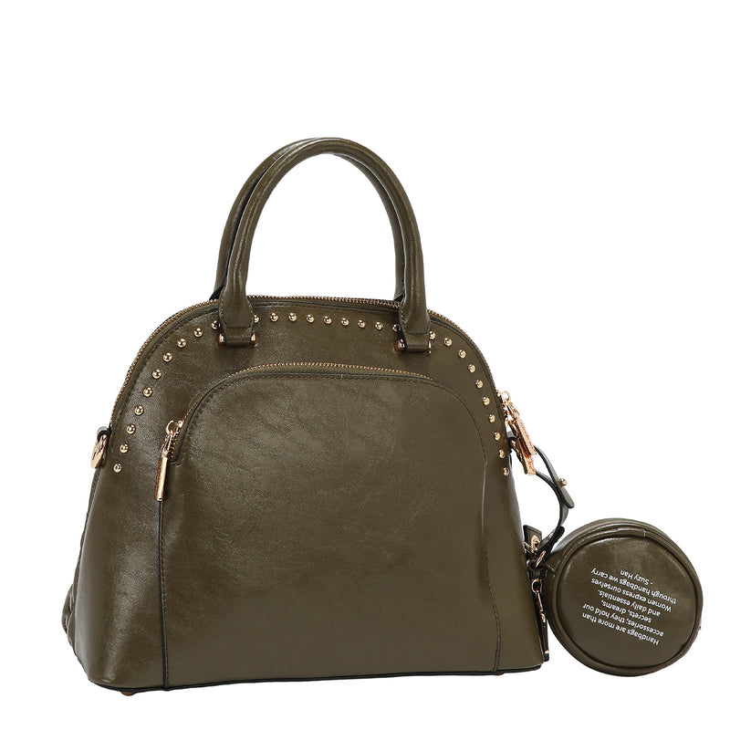 BOLSA CON CÚPULA CON LOGOTIPO EN RELIEVE (OLIVA)