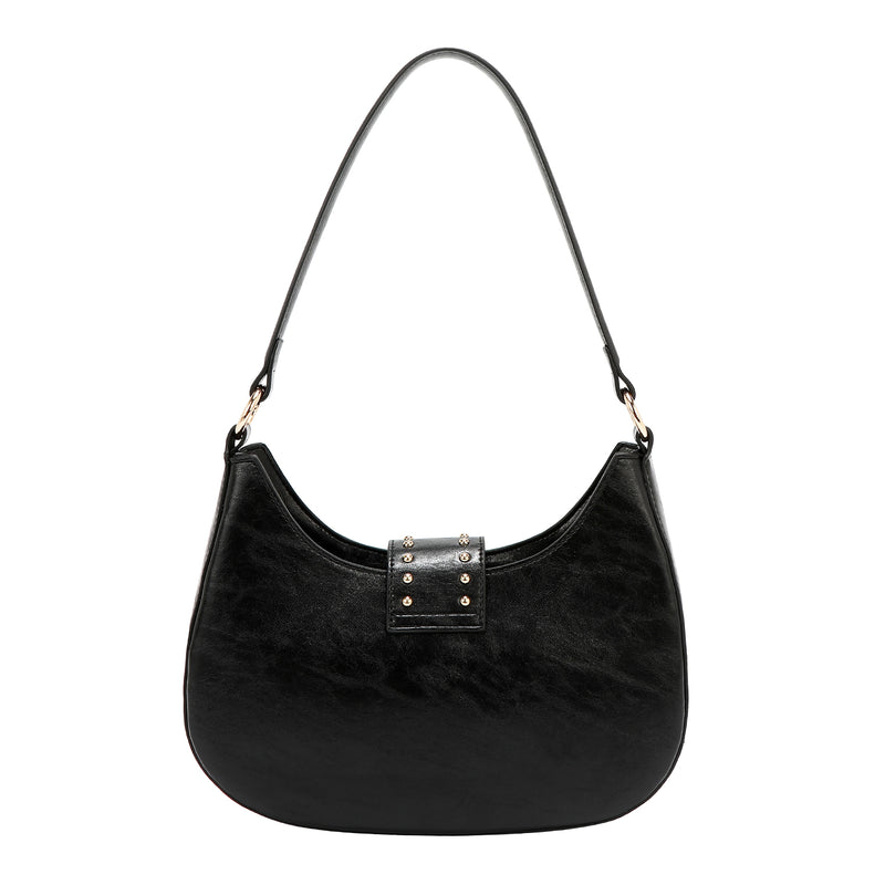 BOLSO DE HOMBRO CON LOGO EN RELIEVE (NEGRO)