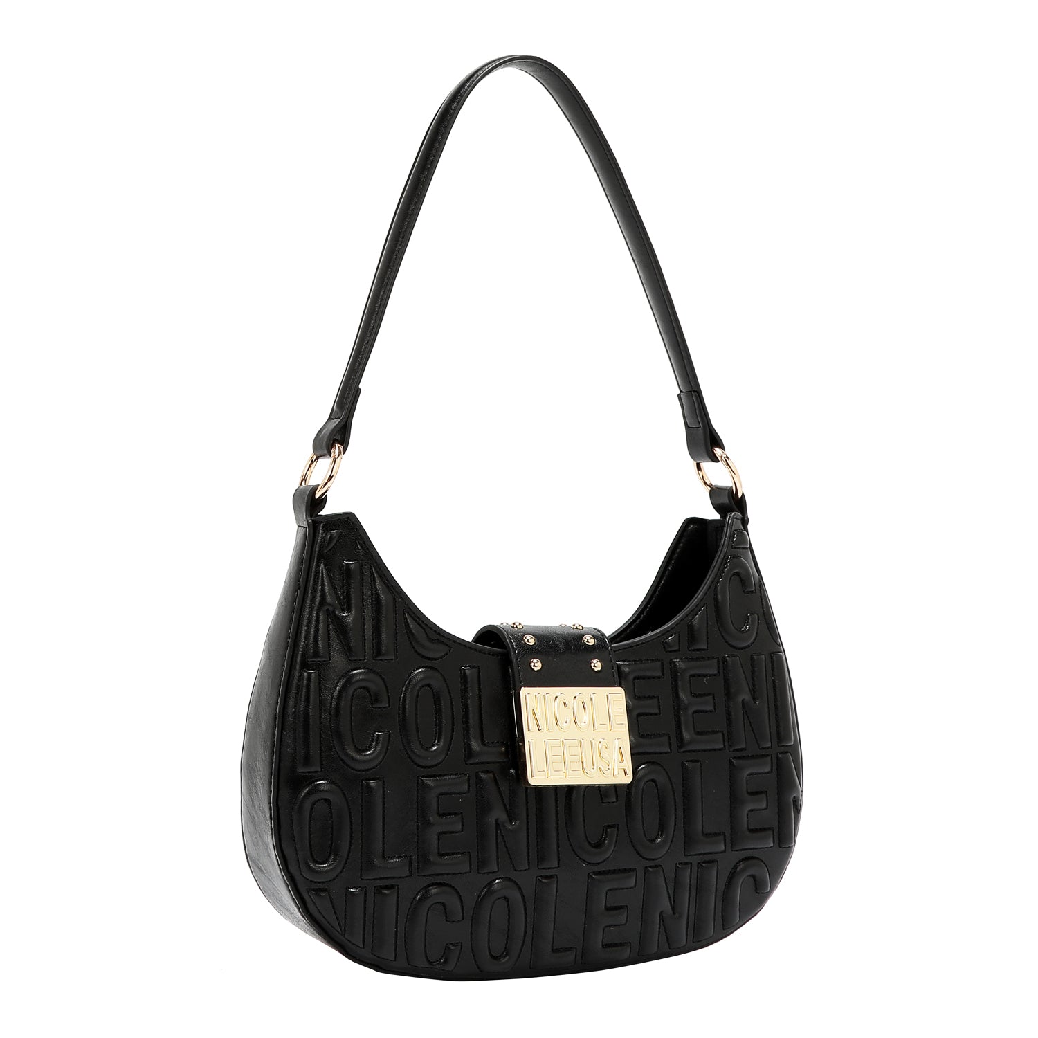 BOLSO DE HOMBRO CON LOGO EN RELIEVE (NEGRO)