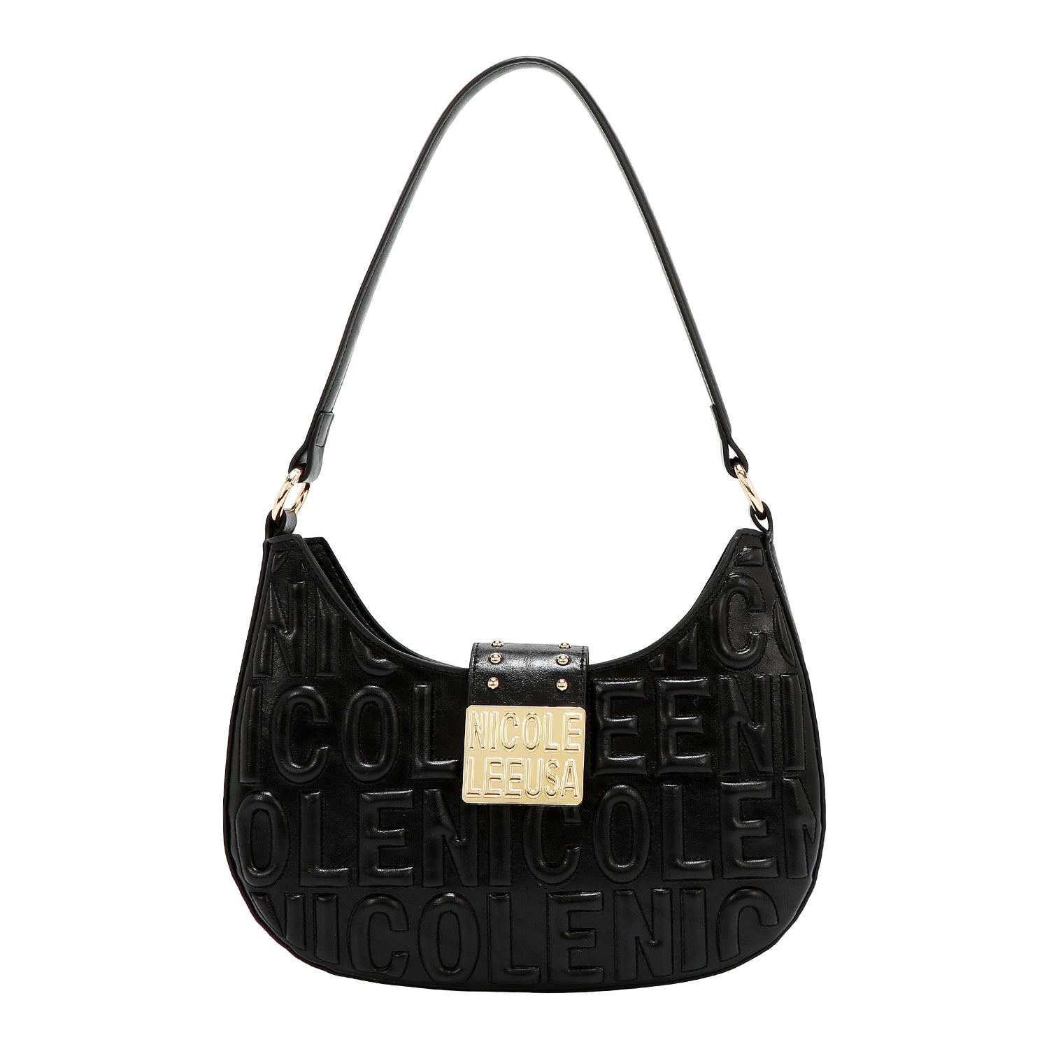 BOLSO DE HOMBRO CON LOGO EN RELIEVE (NEGRO)