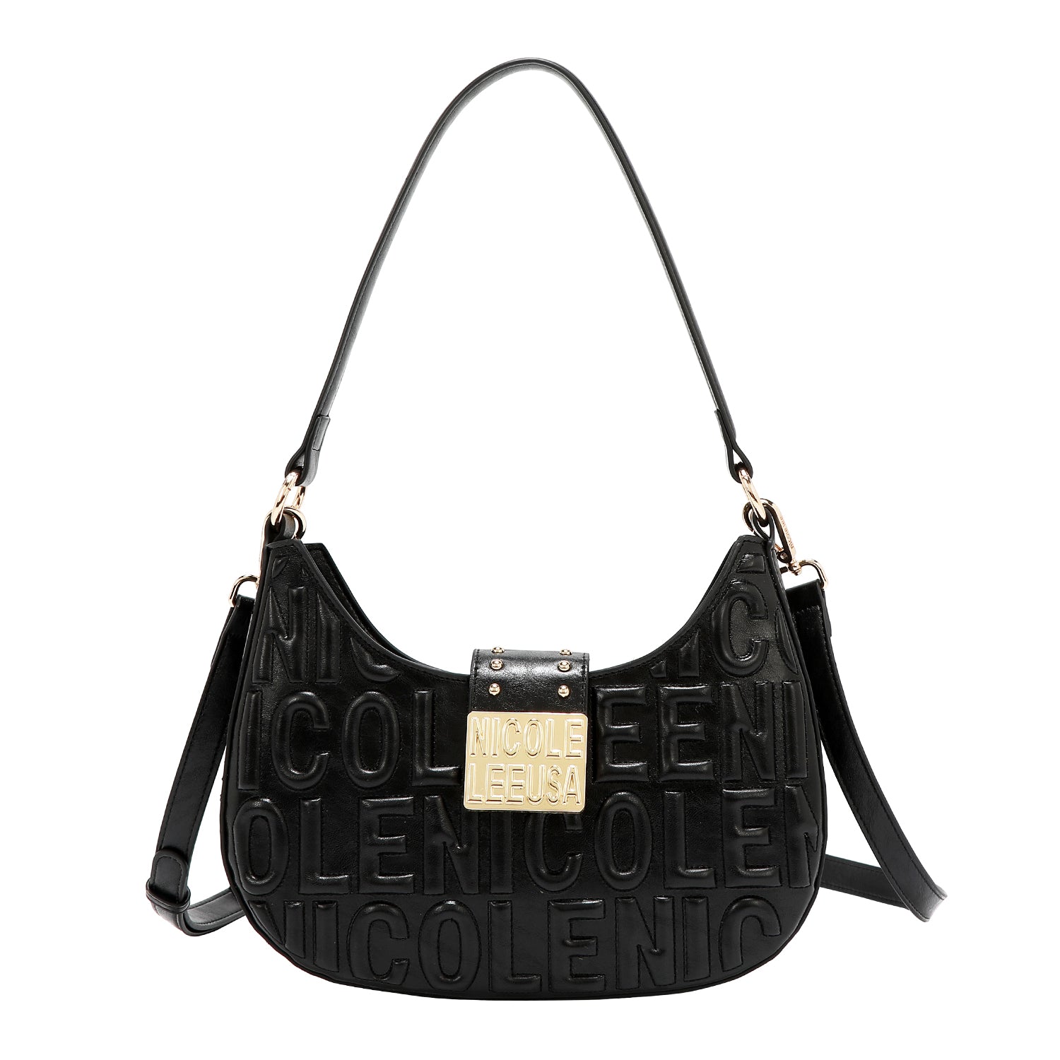 BOLSO DE HOMBRO CON LOGO EN RELIEVE (NEGRO)