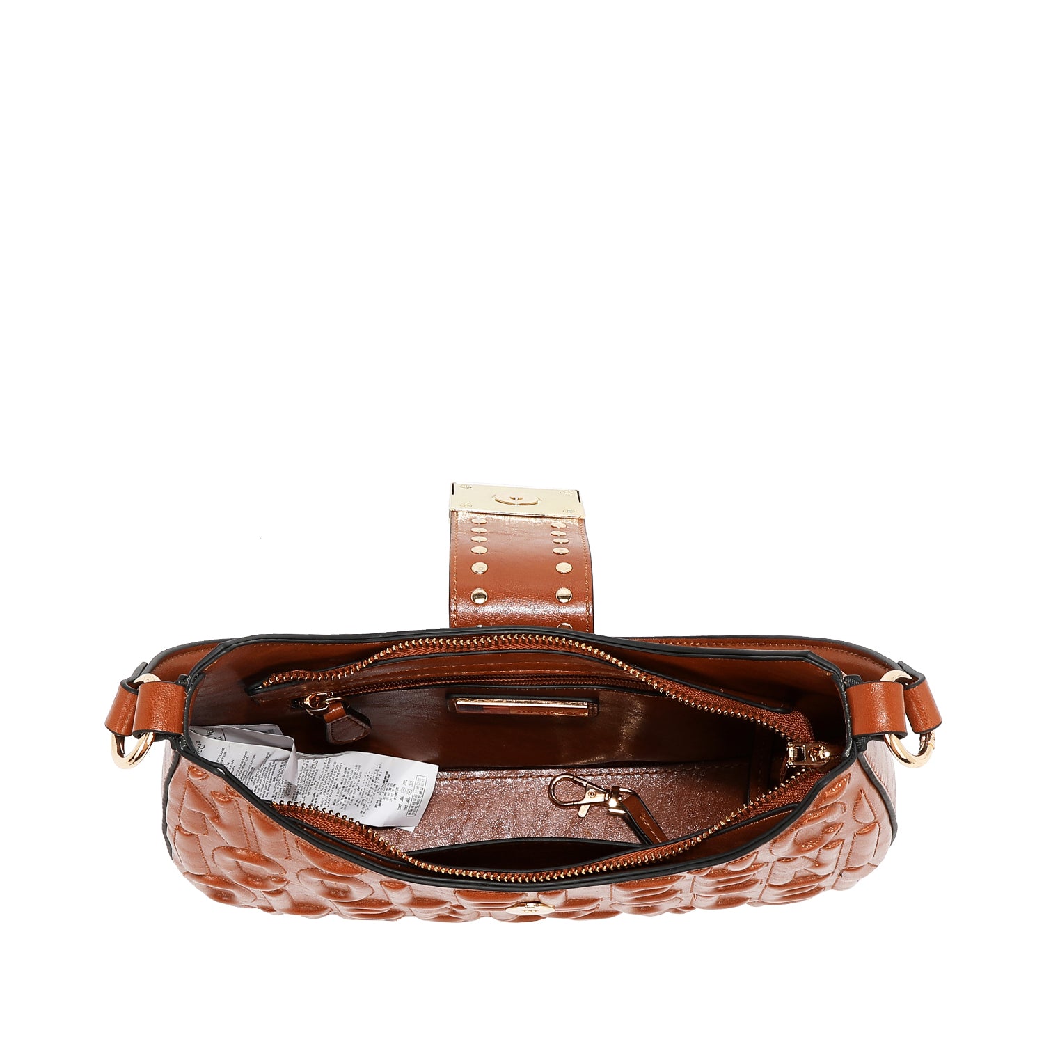 BOLSO DE HOMBRO CON LOGO EN RELIEVE (MARRON)