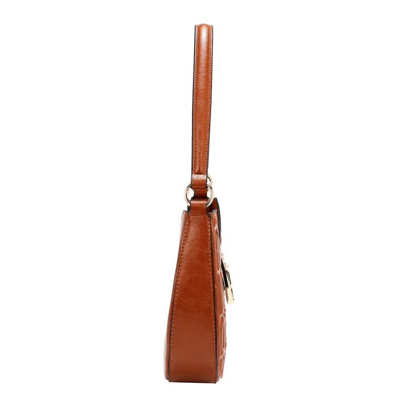 BOLSO DE HOMBRO CON LOGO EN RELIEVE (MARRON)