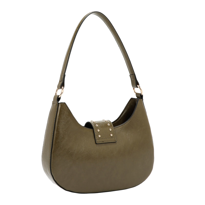 BOLSO DE HOMBRO CON LOGO EN RELIEVE (OLIVA)