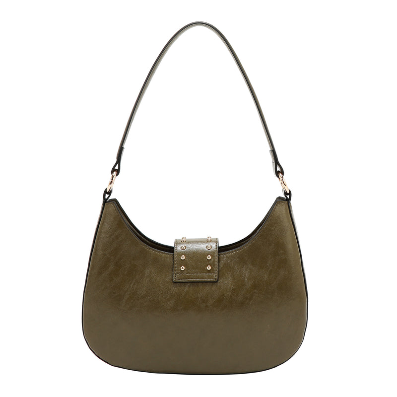 BOLSO DE HOMBRO CON LOGO EN RELIEVE (OLIVA)