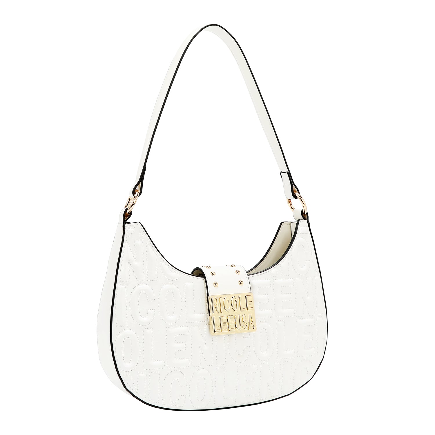 BOLSO DE HOMBRO CON LOGO EN RELIEVE (BLANCO)