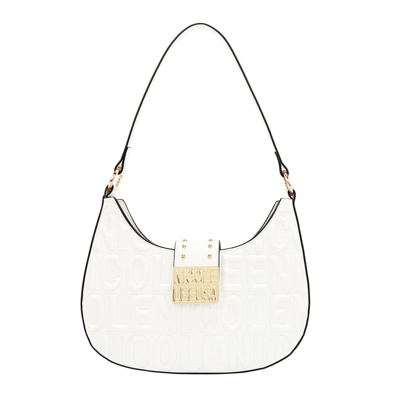 BOLSO DE HOMBRO CON LOGO EN RELIEVE (BLANCO)