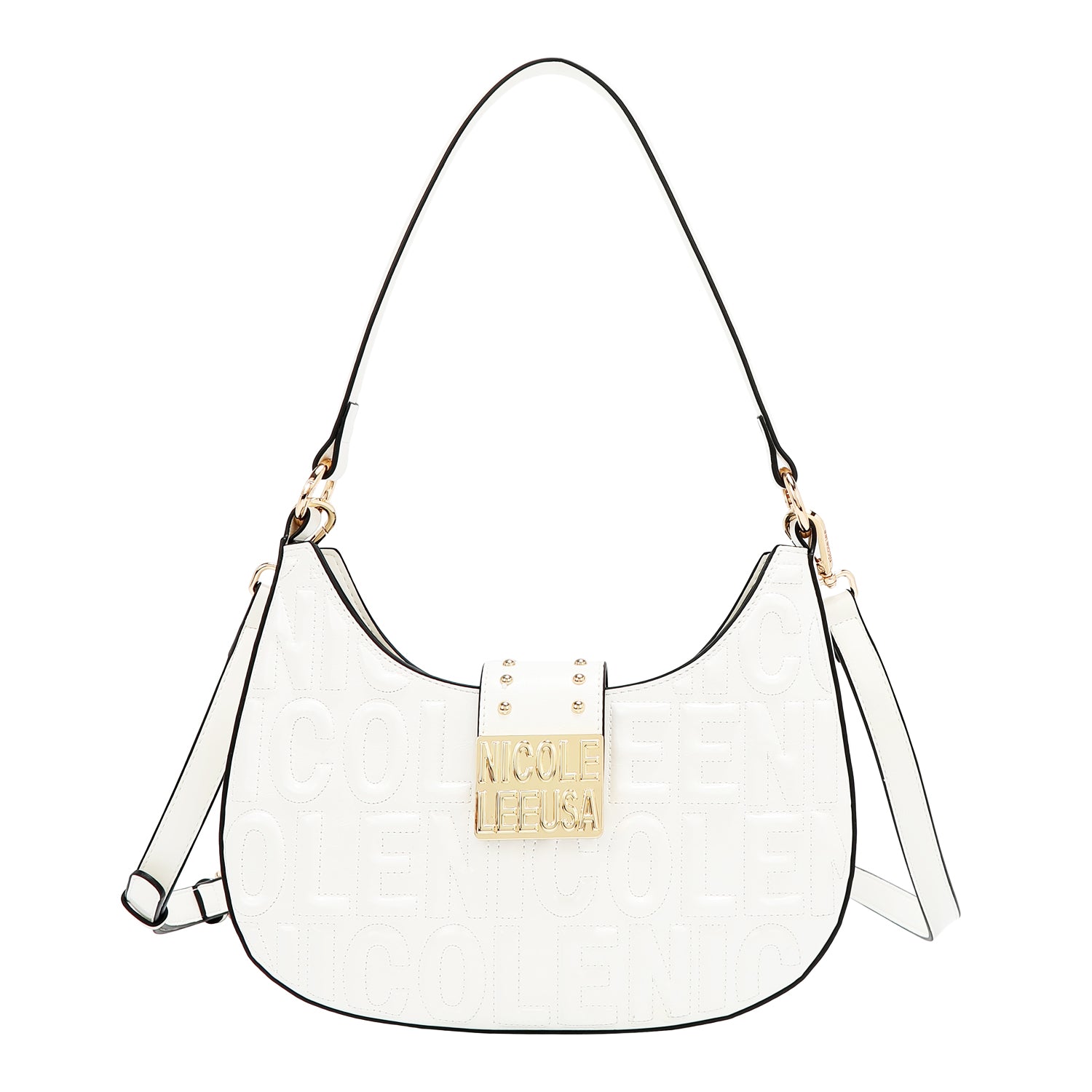 BOLSO DE HOMBRO CON LOGO EN RELIEVE (BLANCO)