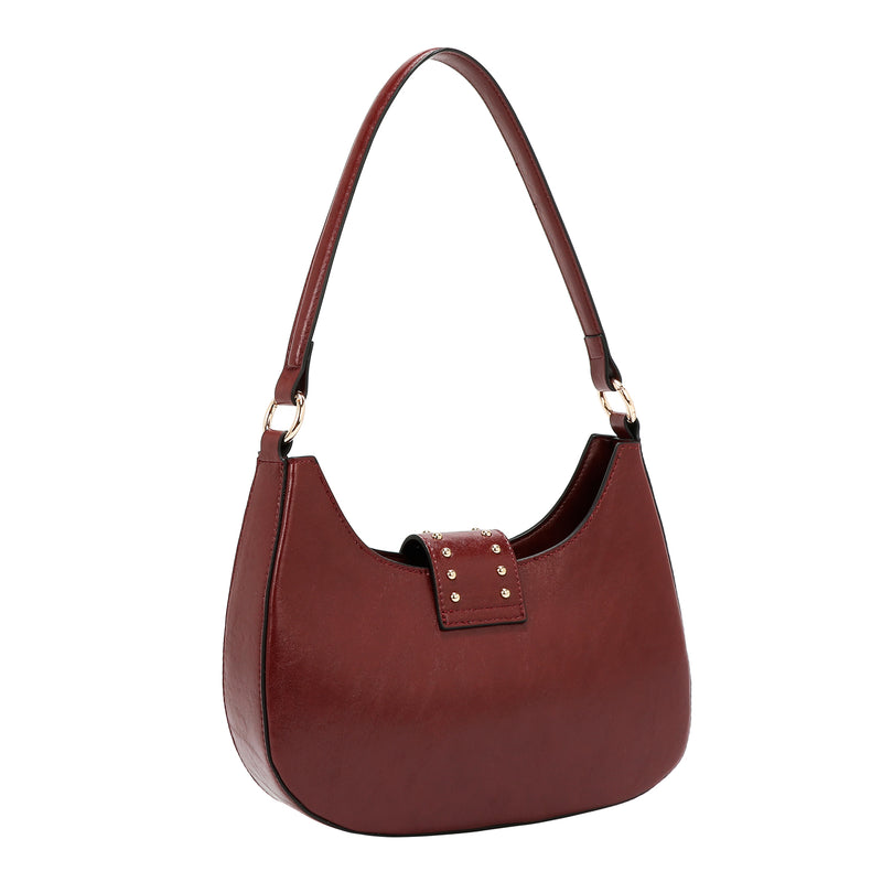 BOLSO DE HOMBRO CON LOGO EN RELIEVE (VINO)