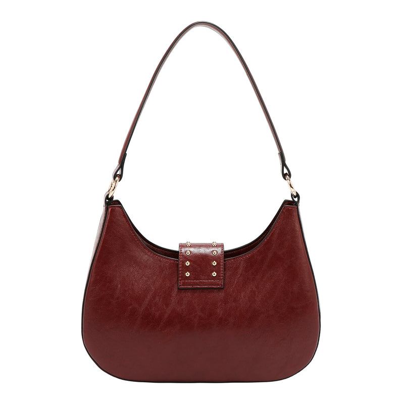 BOLSO DE HOMBRO CON LOGO EN RELIEVE (VINO)
