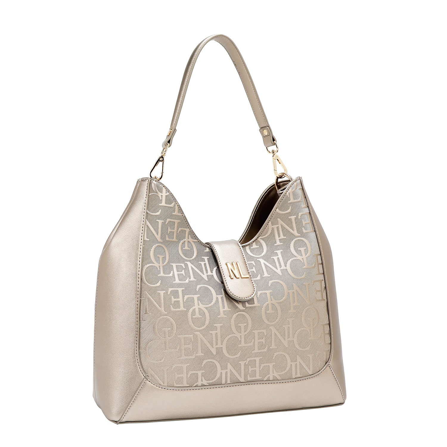 BOLSO DE HOMBRO GRANDE ELEGANCIA EN RELIEVE (CHAMPAGNE)