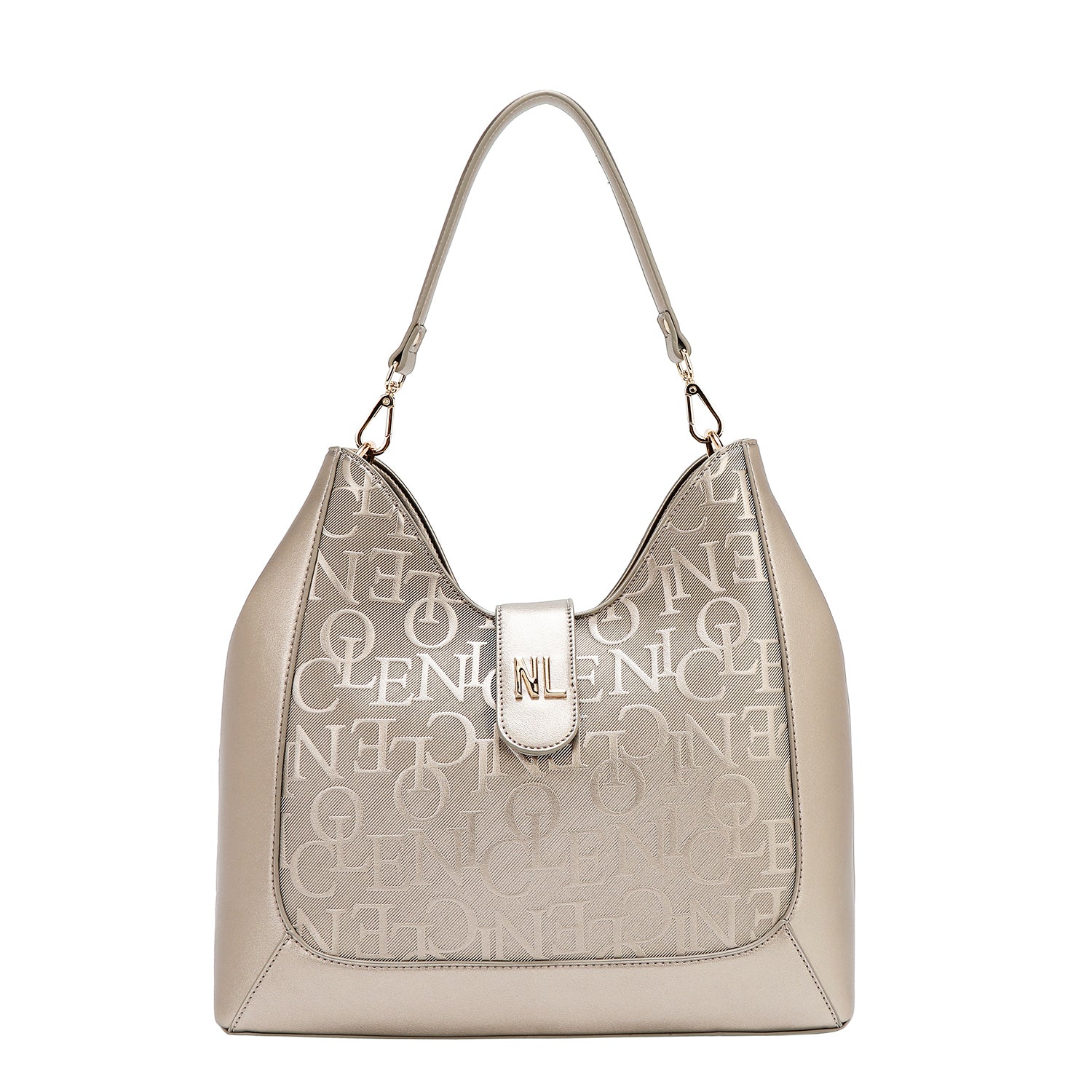 BOLSO DE HOMBRO GRANDE ELEGANCIA EN RELIEVE (CHAMPAGNE)