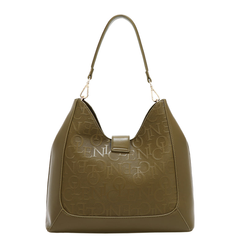 BOLSO DE HOMBRO GRANDE ELEGANCIA EN RELIEVE (OLIVA)