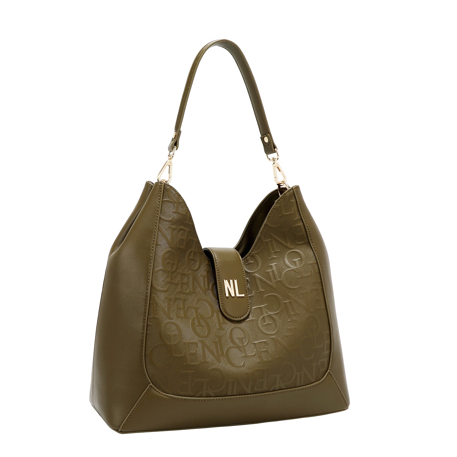 BOLSO DE HOMBRO GRANDE ELEGANCIA EN RELIEVE (OLIVA)