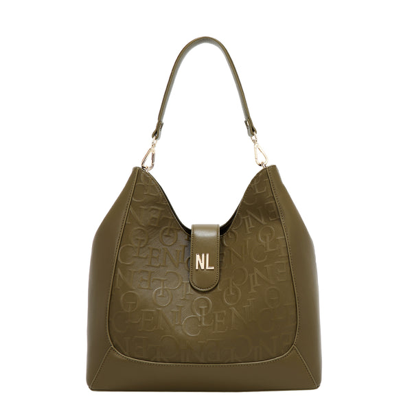 BOLSO DE HOMBRO GRANDE ELEGANCIA EN RELIEVE (OLIVA)