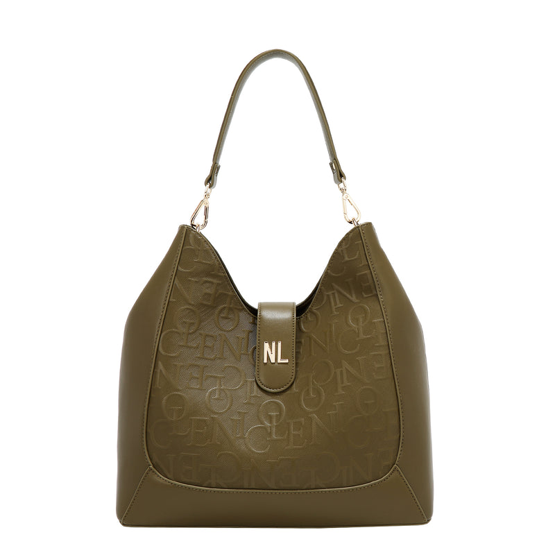 BOLSO DE HOMBRO GRANDE ELEGANCIA EN RELIEVE (OLIVA)