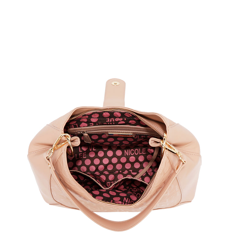 BOLSO DE HOMBRO GRANDE ELEGANCIA EN RELIEVE (CHAMPAGNE)