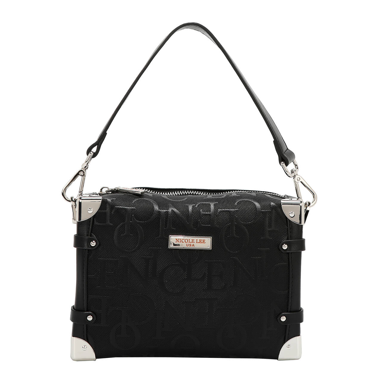BOLSO DE HOMBRO CUADRADO ELEGANCIA EN RELIEVE (NEGRO)