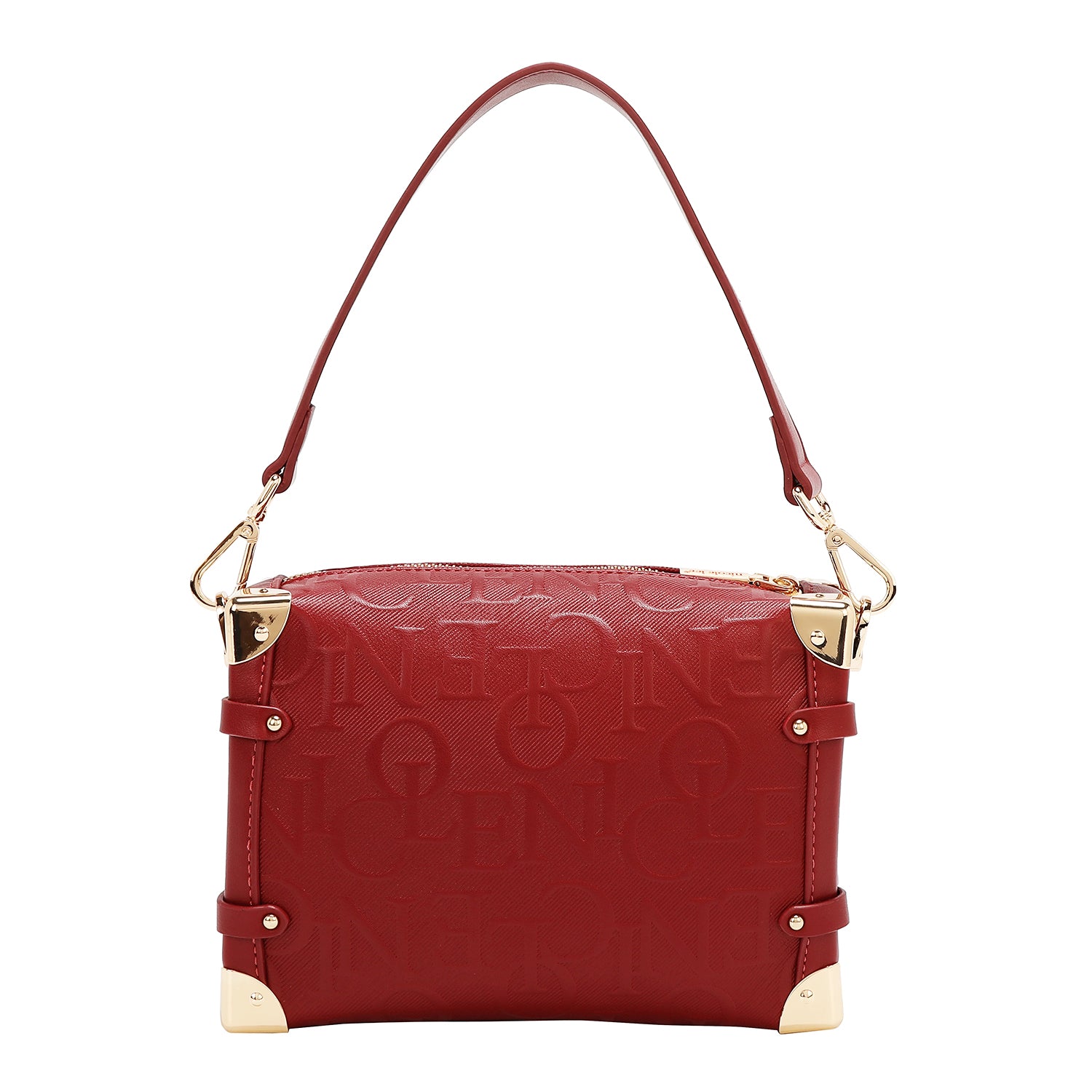 BOLSO DE HOMBRO CUADRADO ELEGANCIA EN RELIEVE (ROJO)