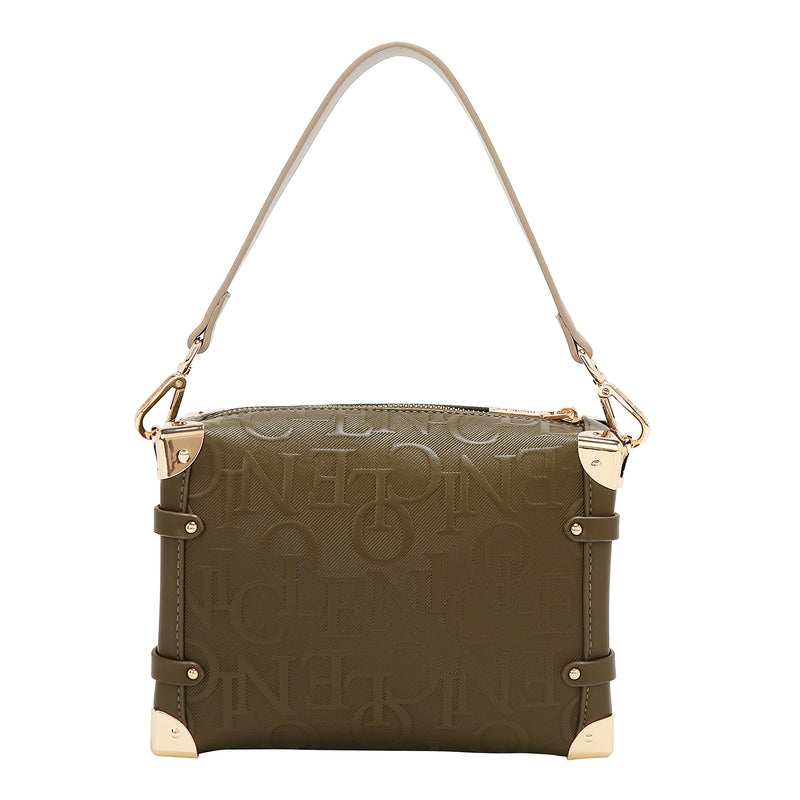 BOLSO DE HOMBRO CUADRADO ELEGANCIA EN RELIEVE (OLIVA)