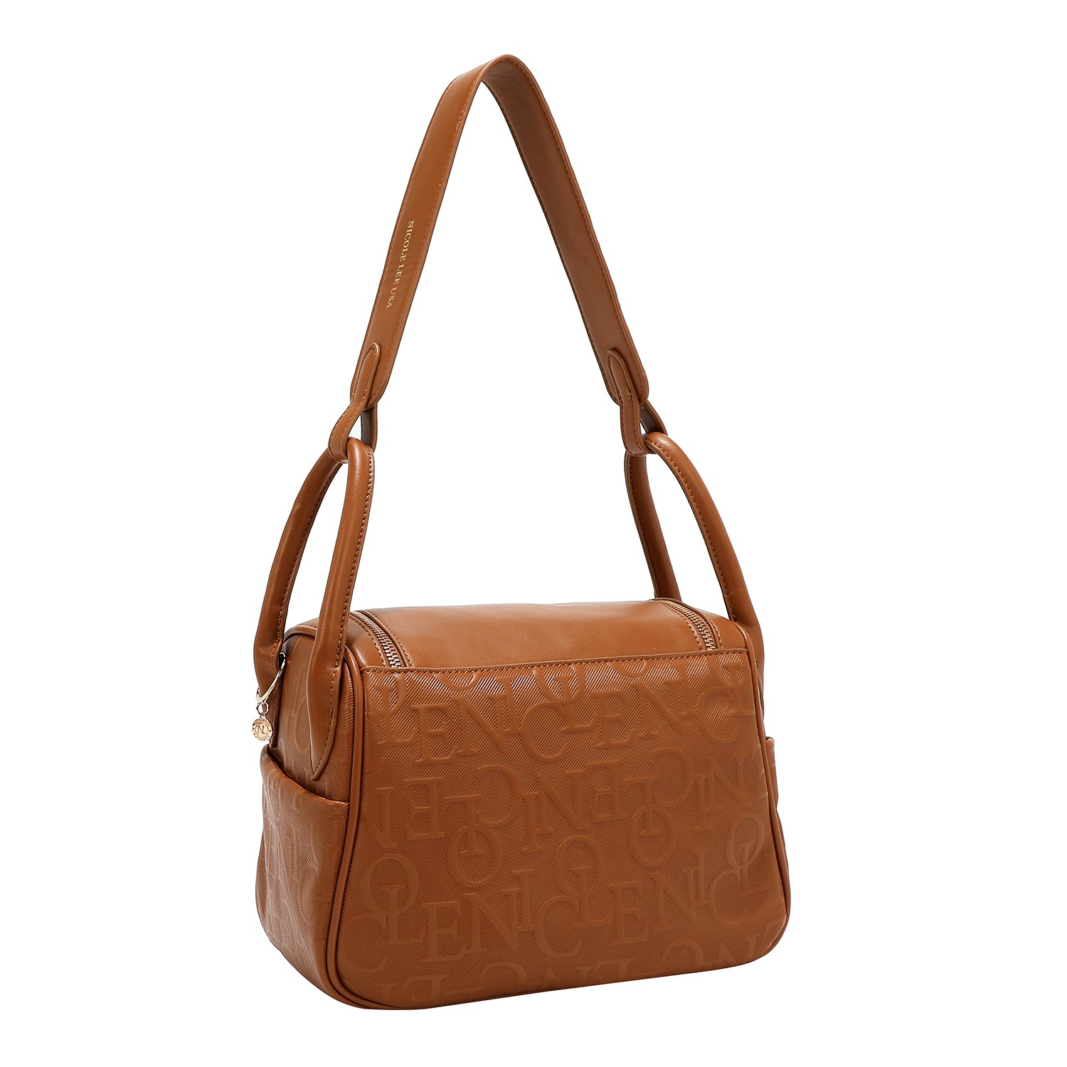 BOLSO DE HOMBRO ELEGANCIA EN RELIEVE (MARRON)