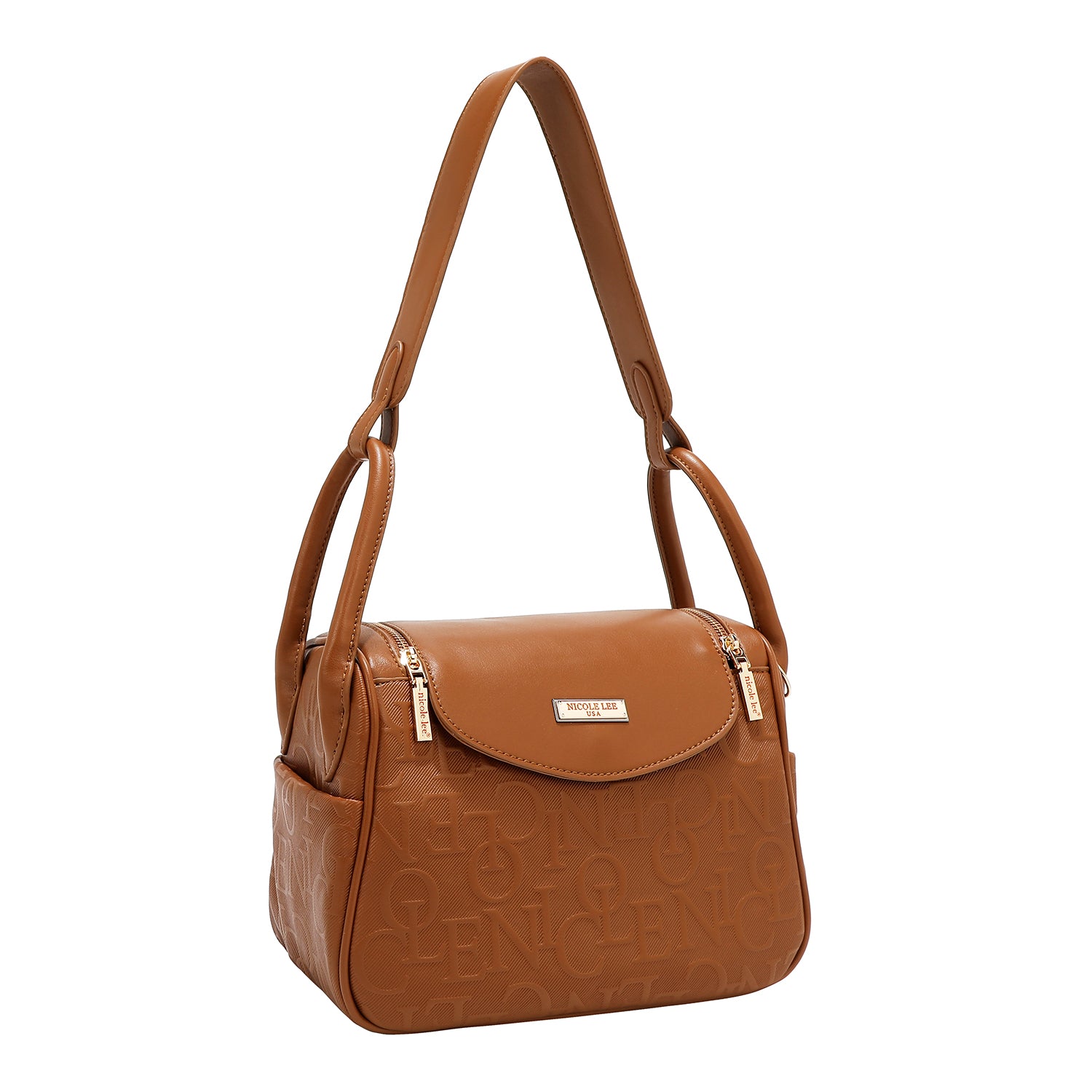 BOLSO DE HOMBRO ELEGANCIA EN RELIEVE (MARRON)